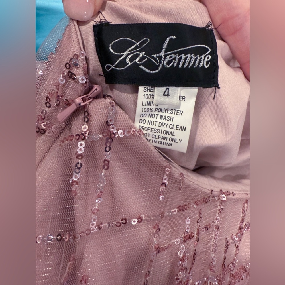 La Femme Sparkling Pink Prom Dress - Picture 5 of 6